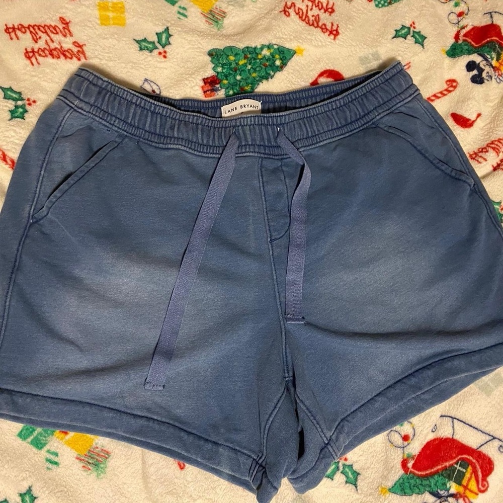 Lane Bryant Denim Blue Drawstring Athletic Shorts
